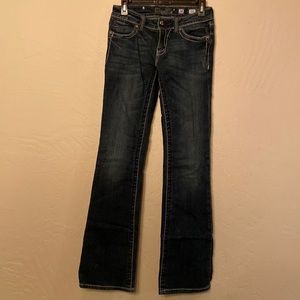 Dark Wash Miss Me Fleur De Lis bootcut jeans size 28